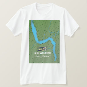 Karte des Lake Wakatipu Neuseeland T-Shirt