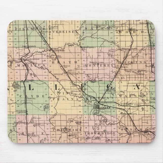 Karte des Landkreises Allegan, Michigan Mousepad (Vorne)
