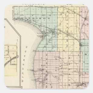 Karte des Landkreises Calumet, Staat Wisconsin Quadratischer Aufkleber