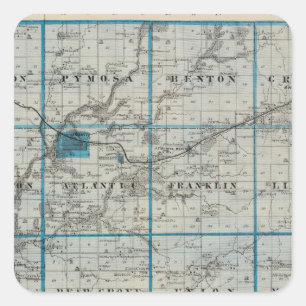 Karte des Landkreises Cass, Staat von Iowa Quadratischer Aufkleber
