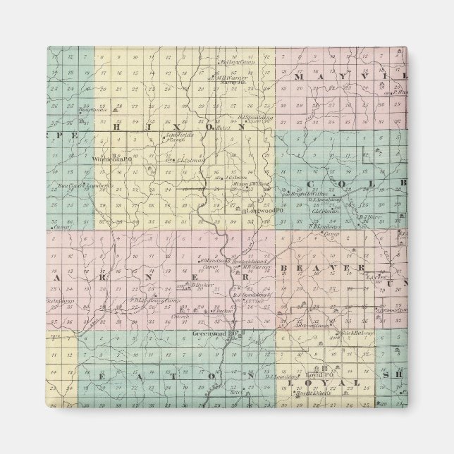 Karte des Landkreises Clark, Staat von Wisconsin Magnet (Vorne)