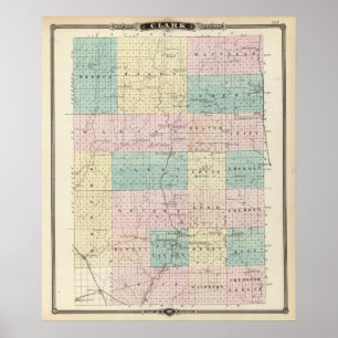 Karte des Landkreises Clark, Staat von Wisconsin Poster