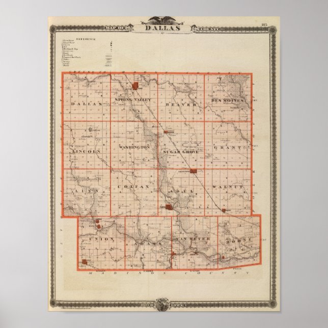 Karte des Landkreises Dallas, Staat von Iowa Poster (Vorne)