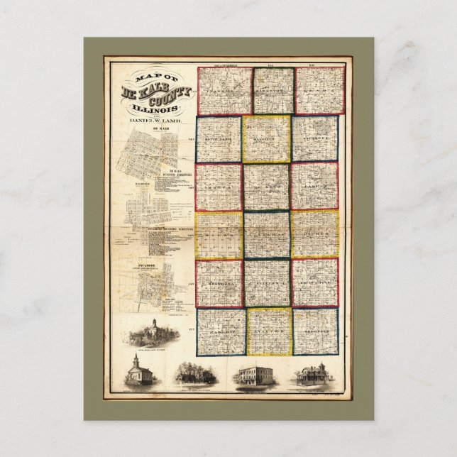 Karte des Landkreises De Kalb, Illinois (1860) (Vorderseite)