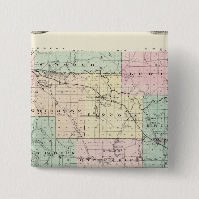 Karte des Landkreises Eau Claire, Staat von Wiscon Button (Vorderseite)