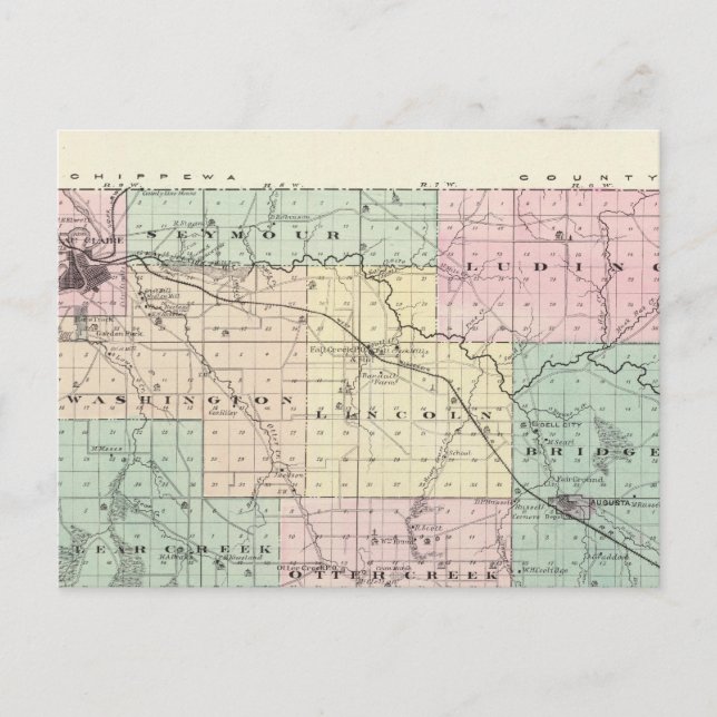 Karte des Landkreises Eau Claire, Staat Wisconsin (Vorderseite)