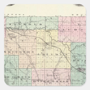 Karte des Landkreises Eau Claire, Staat Wisconsin Quadratischer Aufkleber