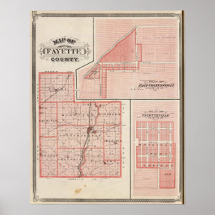 Karte des Landkreises Fayette mit East Connersvill Poster