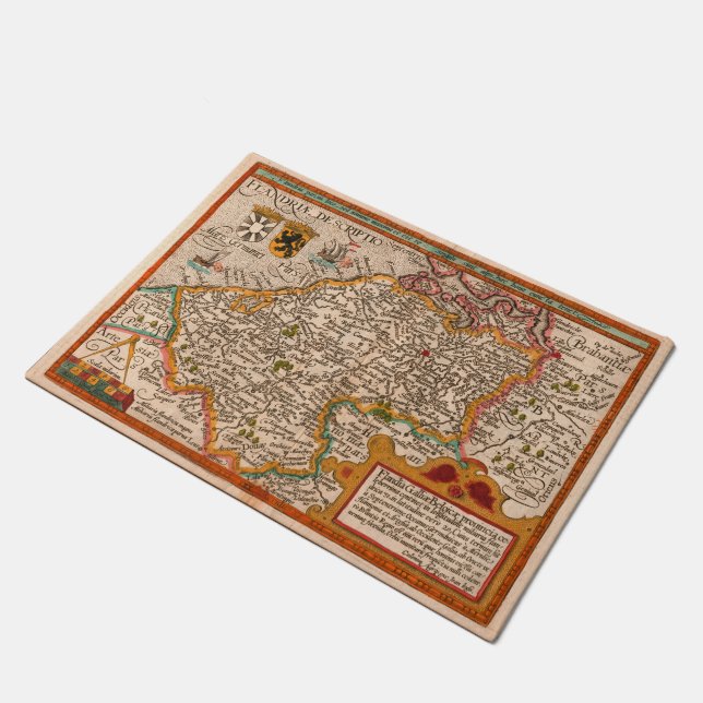 Karte des Landkreises Flandern (1609) Fußmatte (Schrägansicht)