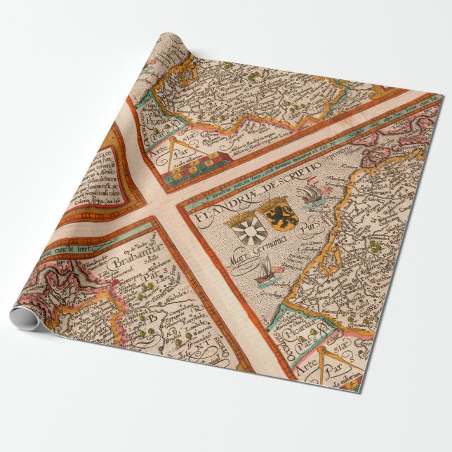 Karte des Landkreises Flandern (1609) Geschenkpapier (Ungerollt)