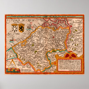 Karte des Landkreises Flandern (1609) Poster