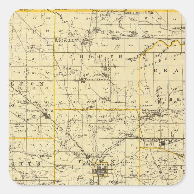 Karte des Landkreises Hamilton Quadratischer Aufkleber (Vorderseite)