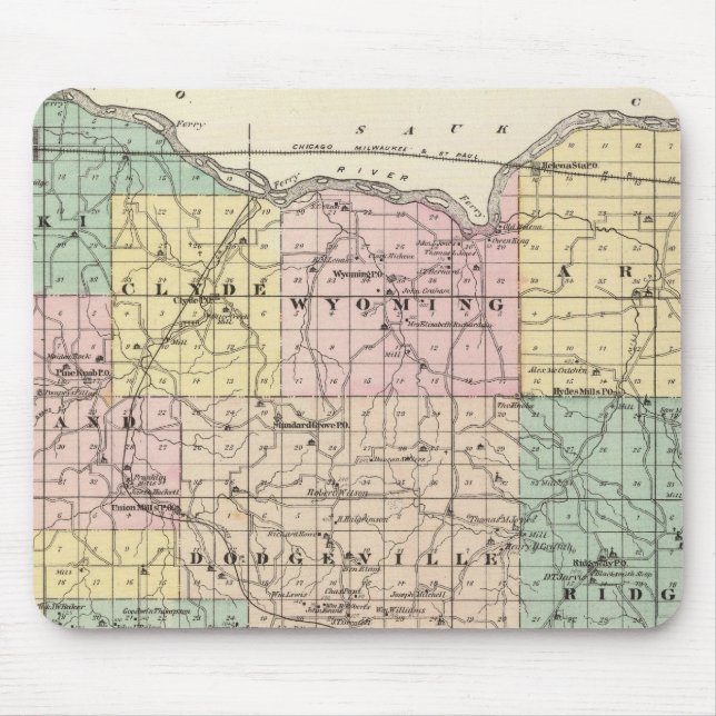 Karte des Landkreises Iowa, Staat von Wisconsin Mousepad (Vorne)