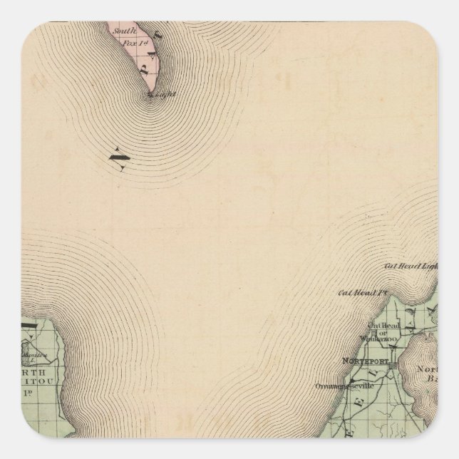 Karte des Landkreises Leelanau, Michigan Quadratischer Aufkleber (Vorderseite)