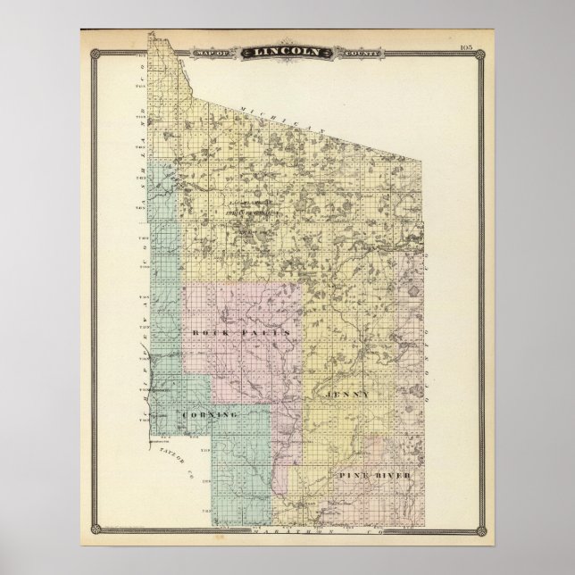 Karte des Landkreises Lincoln Poster (Vorne)