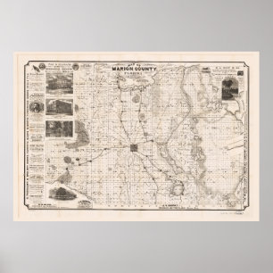 Karte des Landkreises Marion, Florida (1892) Poster
