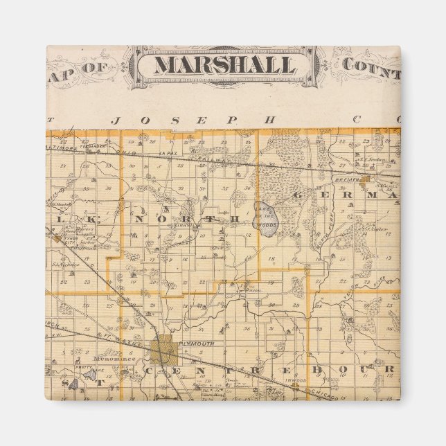 Karte des Landkreises Marshall Magnet (Vorne)
