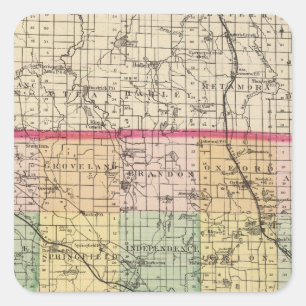 Karte des Landkreises Oakland, Michigan Quadratischer Aufkleber