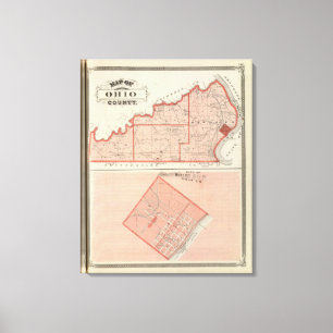 Karte des Landkreises Ohio mit der Stadt der aufst Leinwanddruck