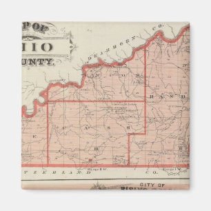 Karte des Landkreises Ohio mit der Stadt Rising Su Magnet