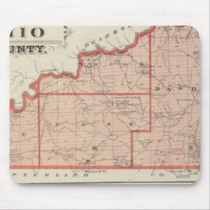 Karte des Landkreises Ohio mit der Stadt Rising Su Mousepad