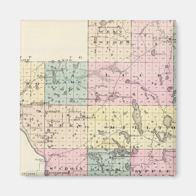 Karte des Landkreises Polk, Staat von Wisconsin Magnet (Vorne)