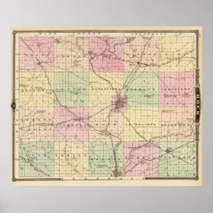 Karte des Landkreises Rock, Staat von Wisconsin Poster