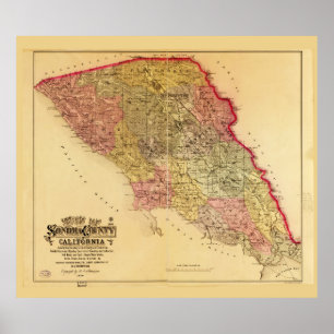 Karte des Landkreises Sonoma, Kalifornien (1884) Poster