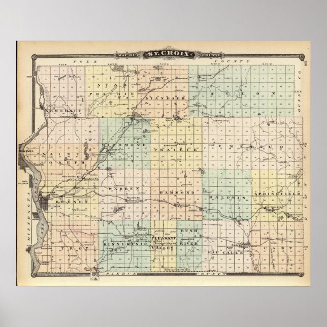 Karte des Landkreises St Croix Poster (Vorne)
