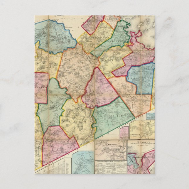 Karte des Landkreises von Norfolk, Massachusetts (Vorderseite)