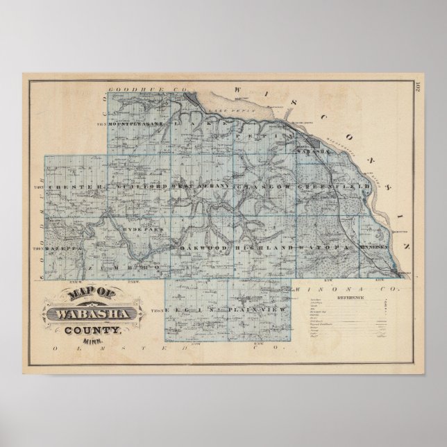Karte des Landkreises Wabasha, Minnesota Poster (Vorne)