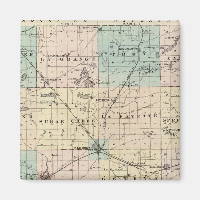Karte des Landkreises Walworth, Staat von Wisconsi Magnet (Vorne)