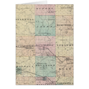 Karte des Landkreises Waupaca, Staat von Wisconsin