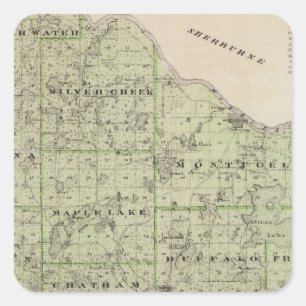 Karte des Landkreises Wright, Minnesota Quadratischer Aufkleber