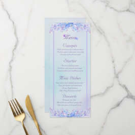 Karte des Lila Lilac-Blume-Menüs "Watercolor Blue"