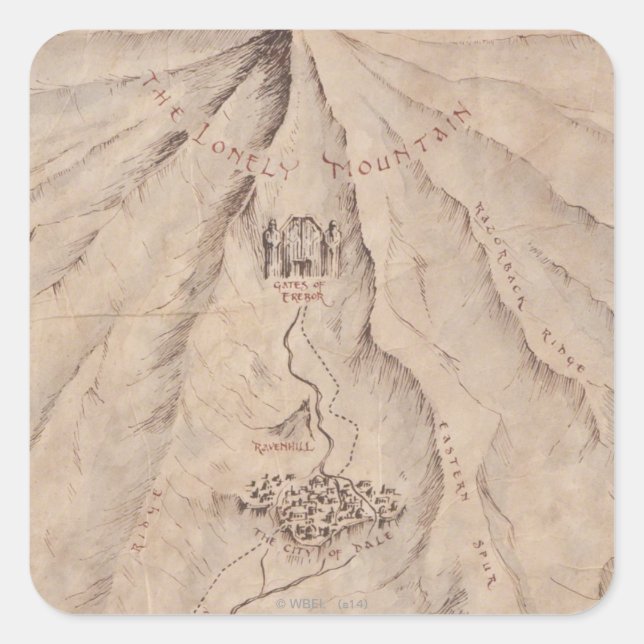 Karte des Lonley Mountain Quadratischer Aufkleber (Vorderseite)