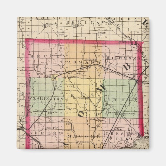 Karte des Macomb-Landkreises, Michigan Magnet (Vorne)