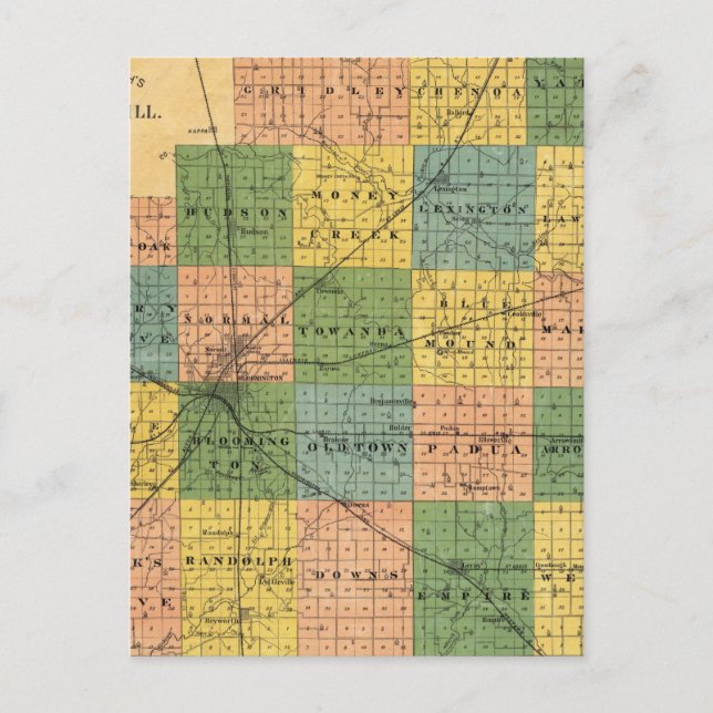 Karte des McLean-Landkreises, Illinois 1886 (Vorderseite)
