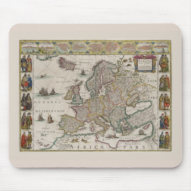 Karte des mittelalterlichen Europas (von Willem Bl Mousepad (Vorne)