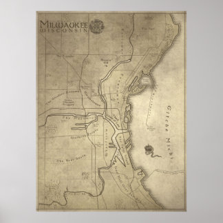 Karte des mythischen Landes Milwaukee Poster