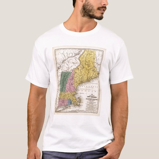 Karte des Neu-Englands oder der OstStaaten T-Shirt (Vorderseite)