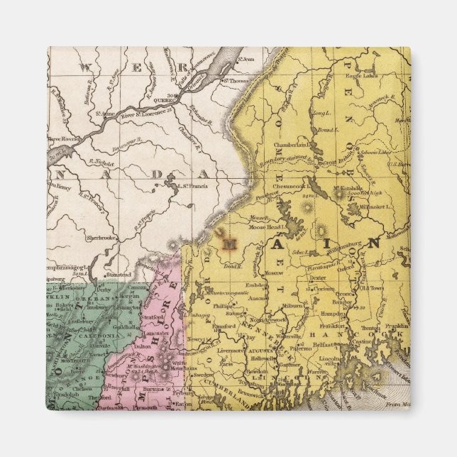 Karte des neuen England oder der östlichen Staaten Magnet (Vorne)