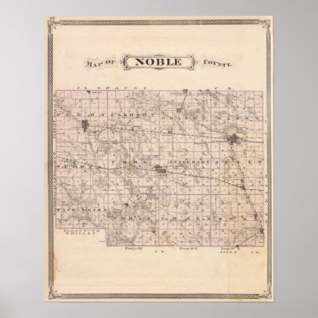 Karte des Noble-Landkreises Poster (Vorne)