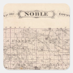 Karte des Noble-Landkreises Quadratischer Aufkleber