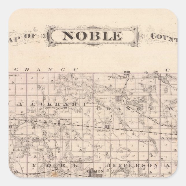 Karte des Noble-Landkreises Quadratischer Aufkleber (Vorderseite)