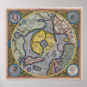 Karte des Nordpol/Hyperborea Poster