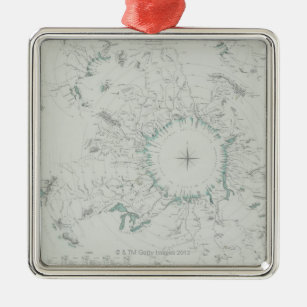 Karte des Nordpols Silbernes Ornament