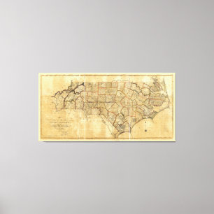 Karte des North Carolina (1808) Leinwanddruck