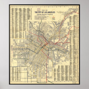 Karte des öffentlichen Verkehrs von Los Angeles im Poster