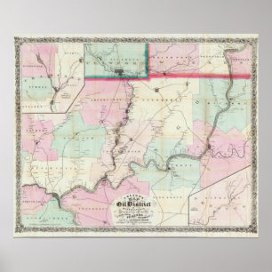Karte des Öl-Bezirkes von Pennsylvania Poster